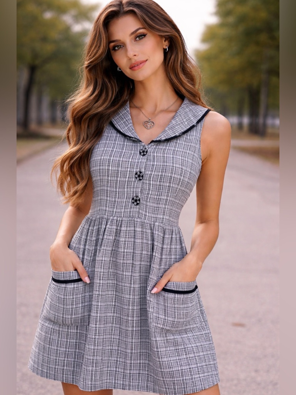 Plaid Sleeveless Mini Dress Sz M